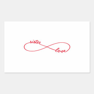 Sticker Rectangulaire Soeur amour, signe infini