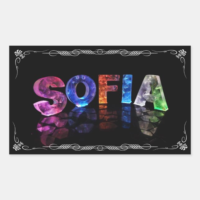 Sticker Rectangulaire Sofia - Sofia nommé dans 3D s'allume (la (Devant)