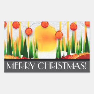 STICKER RECTANGULAIRE SOLEIL DE FÊTE DANS LES PINS :)