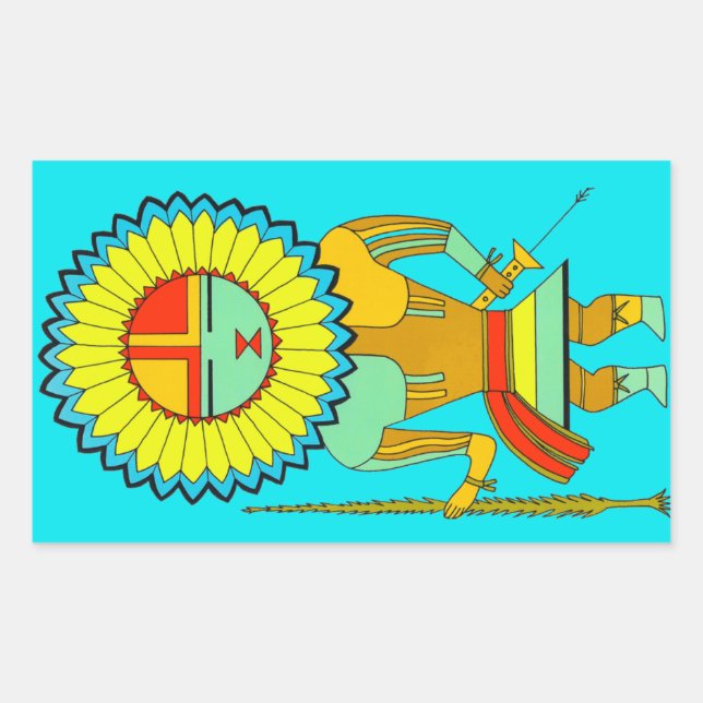 Sticker Rectangulaire Soleil de l'homme Zuni (Devant)