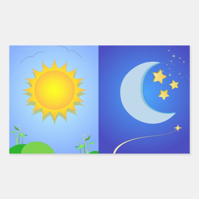 Sticker Rectangulaire soleil et lune (Devant)