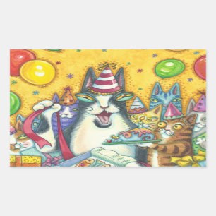Sticker Rectangulaire Son N'Fitz Chats BÂTIMENTS D'ANNIVERSAIRE Rectangl