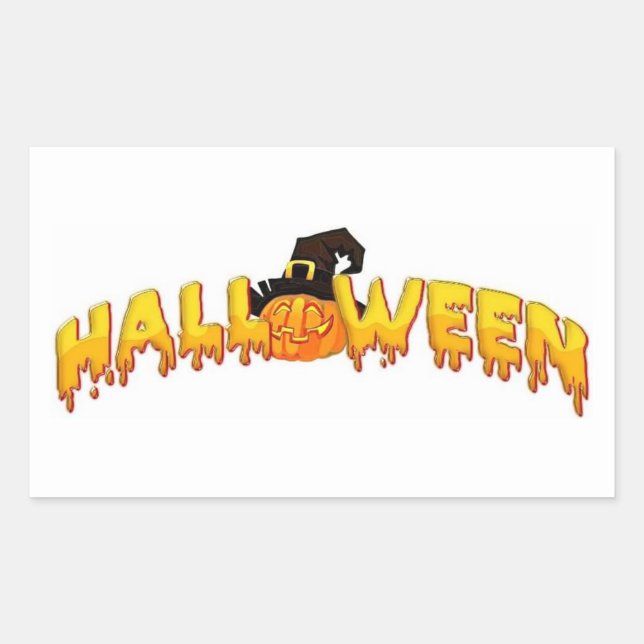 Sticker Rectangulaire Sorcière citrouille d'Halloween (Devant)