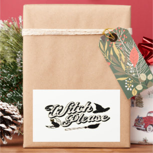 Sticker Rectangulaire Sorcière S'Il Vous Plaît   Halloween