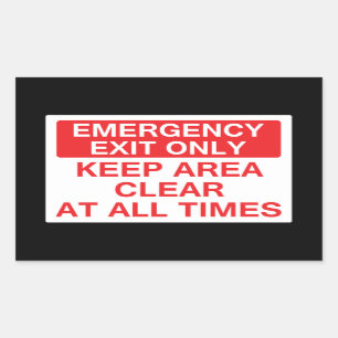 Sticker Rectangulaire Sortie d'urgence uniquement