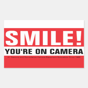 Sticker Rectangulaire Souriez, Votre Caméra !