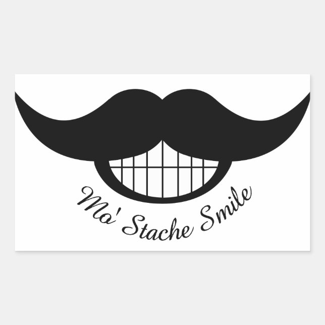 Sticker Rectangulaire Sourire de Mustache (Devant)