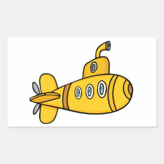 Sticker Rectangulaire Sous-marin de dessin jaune