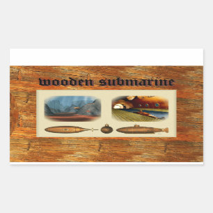 Sticker Rectangulaire sous-marin en bois