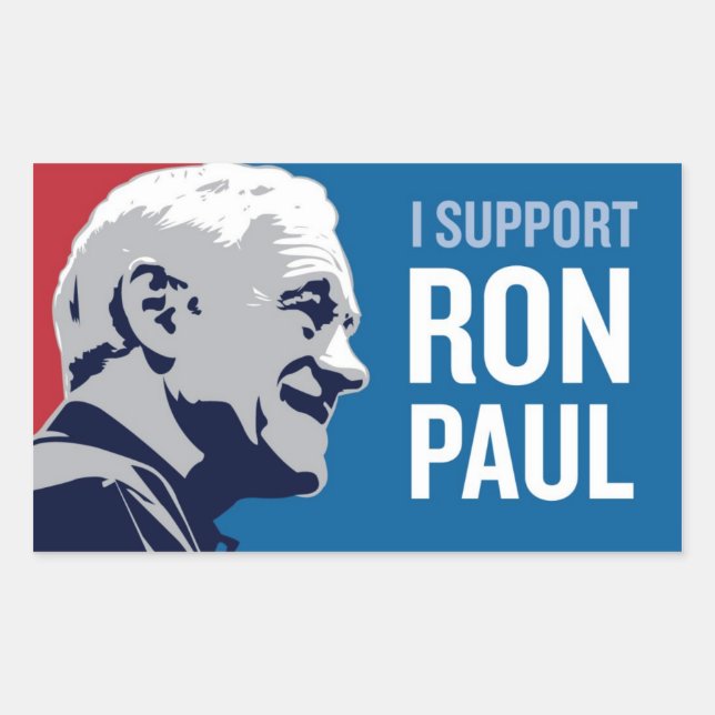 Sticker Rectangulaire Soutien Ron Paul (Devant)