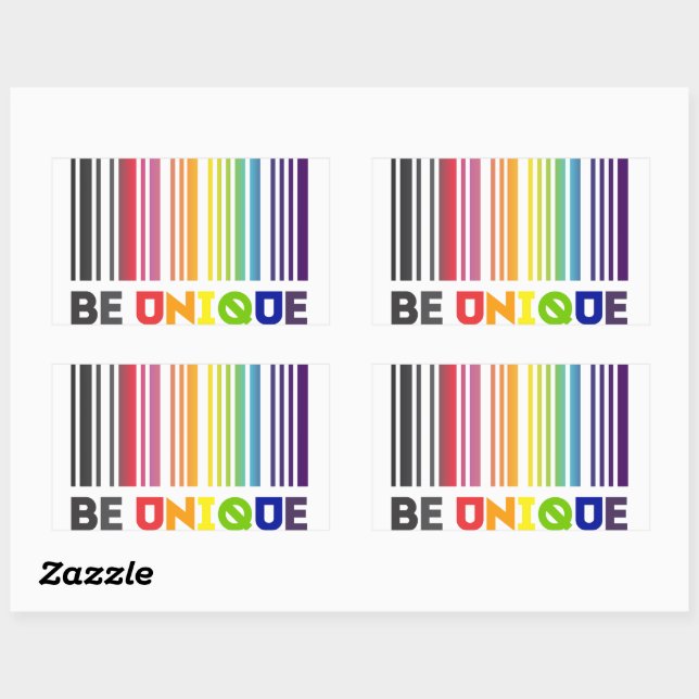 Sticker Rectangulaire Soyez Unique Code Barre Lgbt Pride (Feuille)