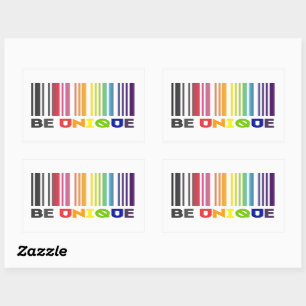 Sticker Rectangulaire Soyez Unique Code Barre Lgbt Pride
