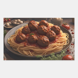 Sticker Rectangulaire Spaghetti et boulettes de viande