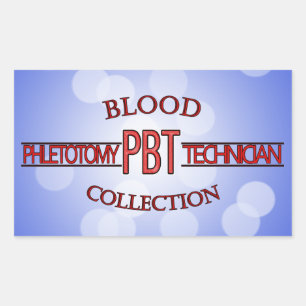 STICKER RECTANGULAIRE SPÉCIALISTE PBT PHLEBOTOMY TECH COLLECTION SANGUIN