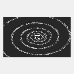 Sticker Rectangulaire Spirale pour Pi sur Décor noir