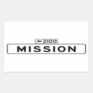 Sticker Rectangulaire St de mission, plaque de rue de San Francisco