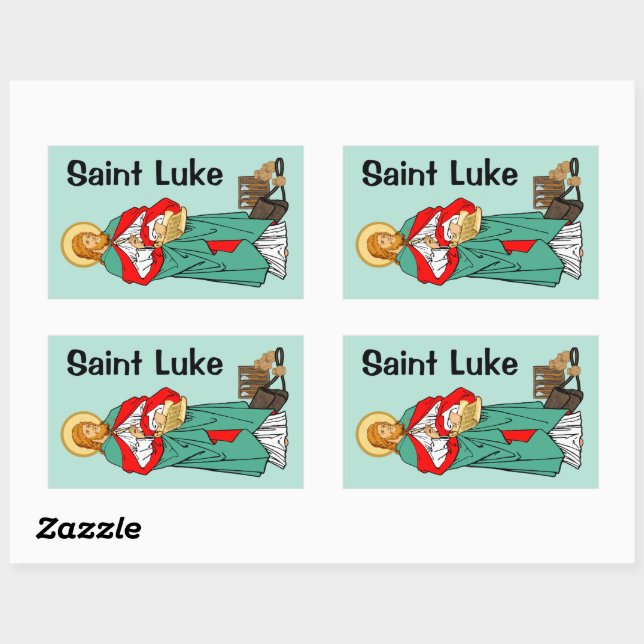 Sticker Rectangulaire St. Luke, Médecin bien-aimé (RLS 08; MedVers.) (Feuille)