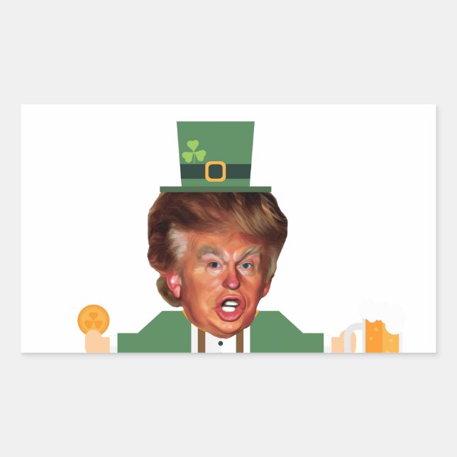 Sticker Rectangulaire st patrick trump leprechaun (Devant)