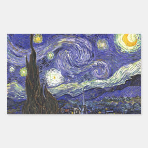 Sticker Rectangulaire Starry Night, Vincent Van Gogh.