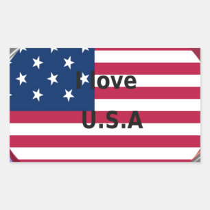 Sticker Rectangulaire Stars & Stripes & Love : A Patriotic USA Design