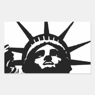 Sticker Rectangulaire Statue d'Art Pop Noir & Blanc de la Liberté