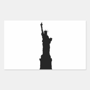 Sticker Rectangulaire Statue noire et blanche de la Liberté Silhouette