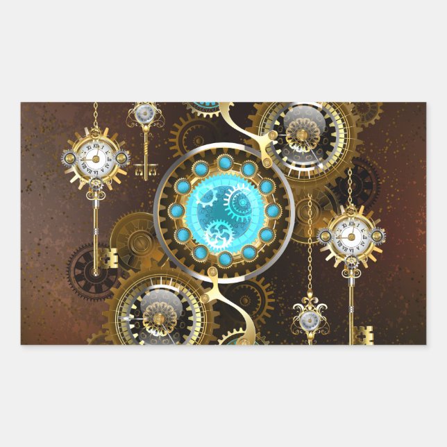 Sticker Rectangulaire Steampunk Rusty Background (Devant)