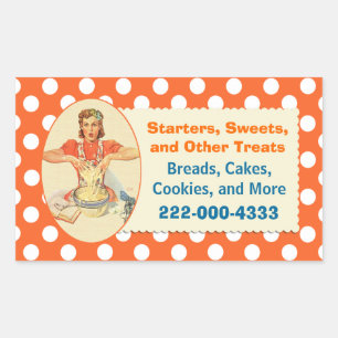 Sticker Rectangulaire Stick de la boulangerie de cuisine orange Polka Do