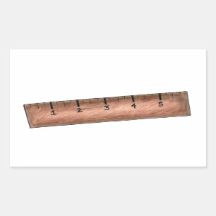 Sticker Rectangulaire Stick de mesure de règle en bois Enseignant en mat