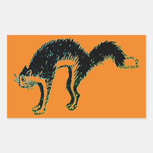 Sticker Rectangulaire Sticule Rectangle de chat noir Halloween