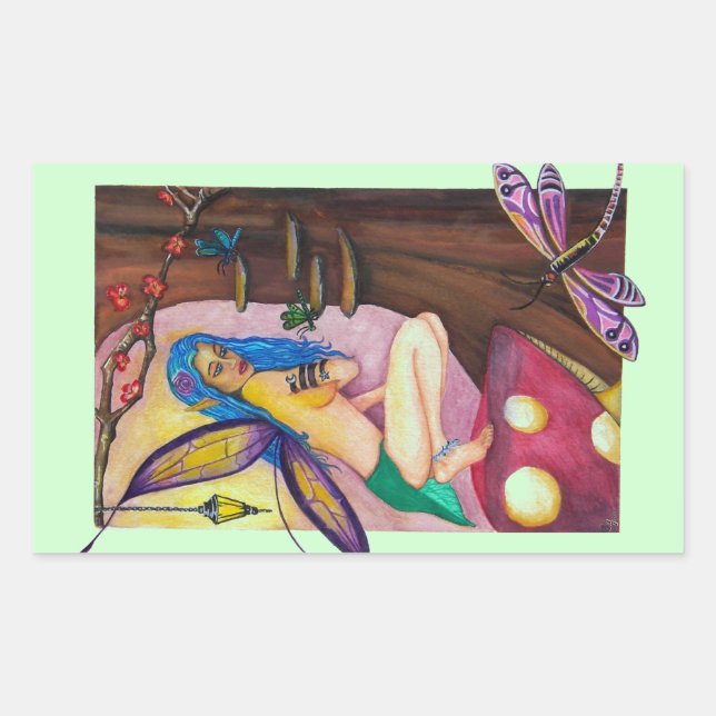 Sticker Rectangulaire Sticule Rectangle Fairy Dragonfly (Devant)