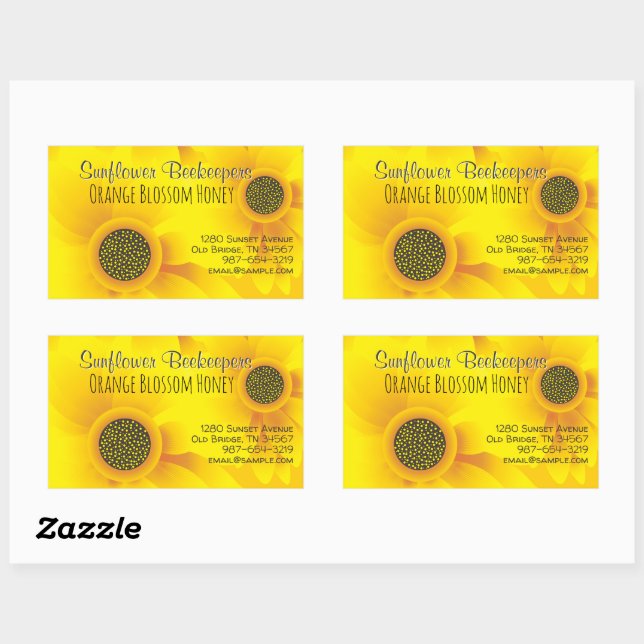 Sticker Rectangulaire Sticule rectangulaire de l'apiculteur de tournesol (Feuille)