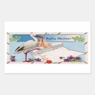 STICKER RECTANGULAIRE STORK BÉBÉ FILLE DOUCHE 2