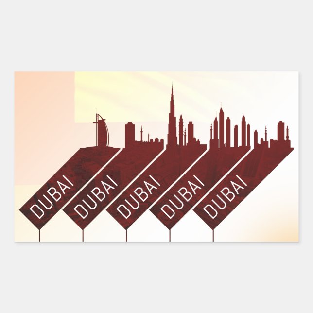 Sticker Rectangulaire Style de voyage de Dubaï (Devant)