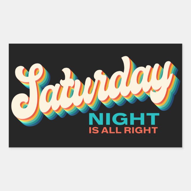 Sticker Rectangulaire Style rétro Samedi soir Tout droit Disco (Devant)