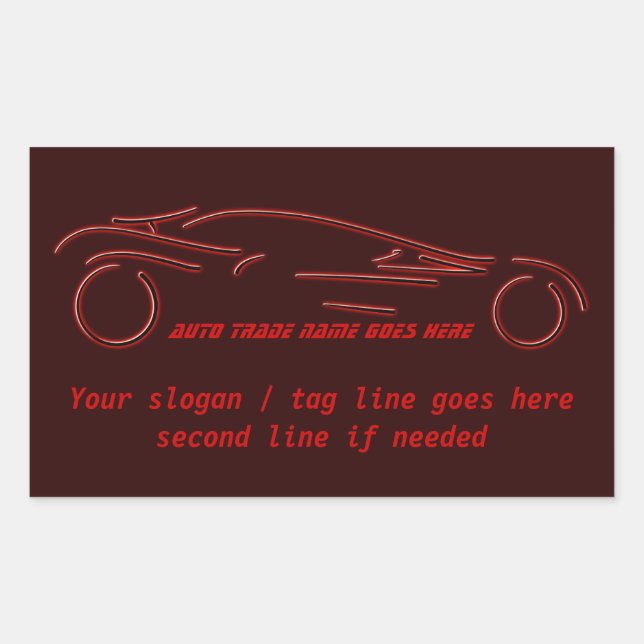 Sticker Rectangulaire Stylisé Sportscar - brillant rouge neon design aut (Devant)