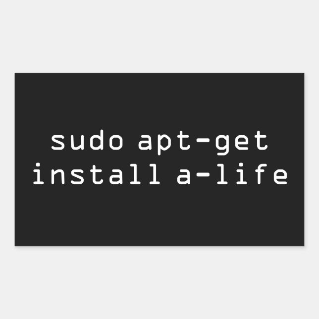 Sticker Rectangulaire sudo apt-get install a-life (Devant)