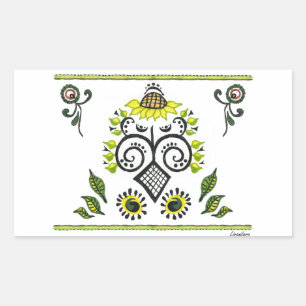 Sticker Rectangulaire Sunflower Folk Motif par Alexandra Cook