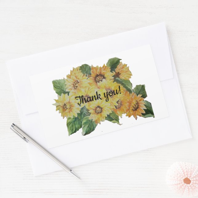 Sticker Rectangulaire SUNFLOWERS merci (Enveloppe)