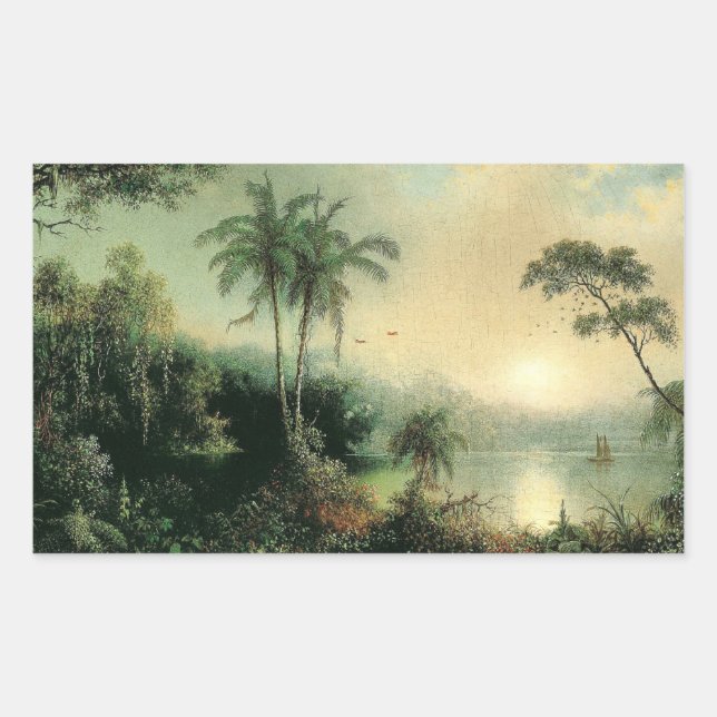 Sticker Rectangulaire Sunrise au Nicaragua, tableau de M.J. Heade (Devant)