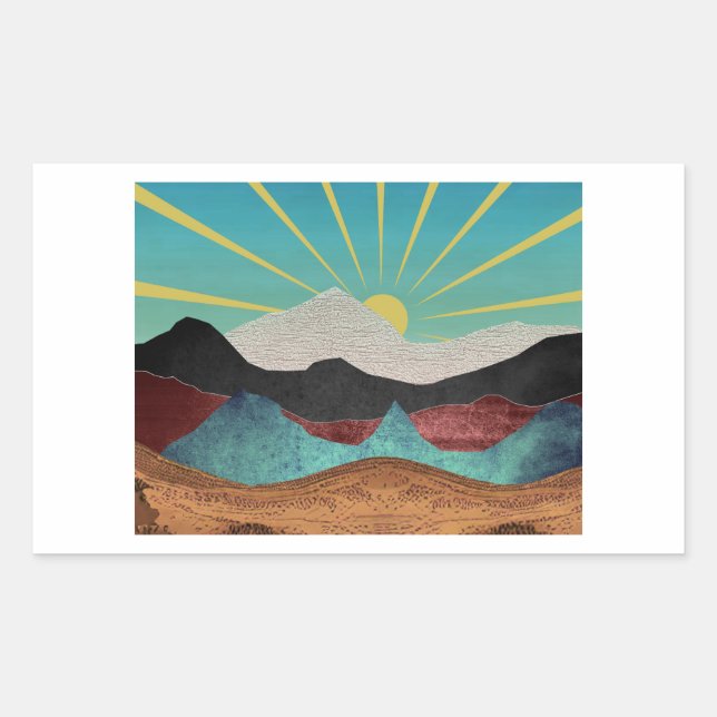 Sticker Rectangulaire Sunrise Imaginaire de montagne (Devant)