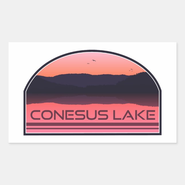 Sticker Rectangulaire Sunrise rouge du lac Conesus New York (Devant)