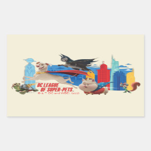 Sticker Rectangulaire Super-Animaux de compagnie patrouillant la métropo