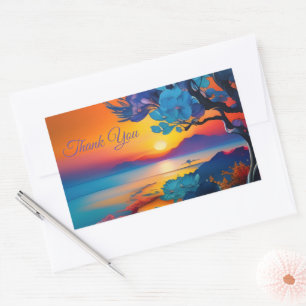 Sticker Rectangulaire Superbe lever de soleil sur le Merci d'étang