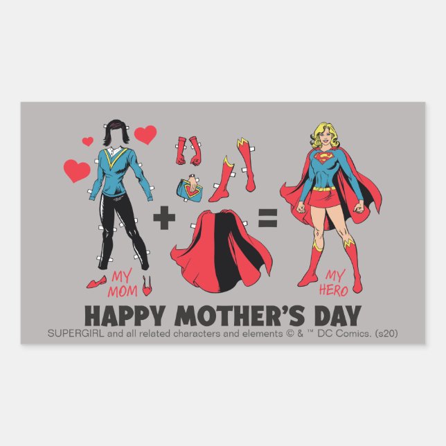Sticker Rectangulaire Superfille | Ma mère = Mon héros (Devant)