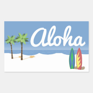 Sticker Rectangulaire Surf Aloha
