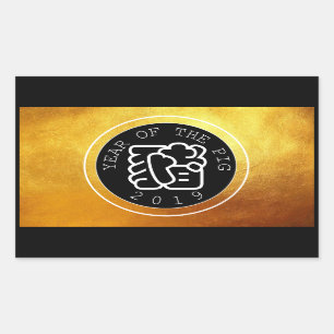 Sticker Rectangulaire Symbole B Cercle D'or Cercle R de porc chinois Ann