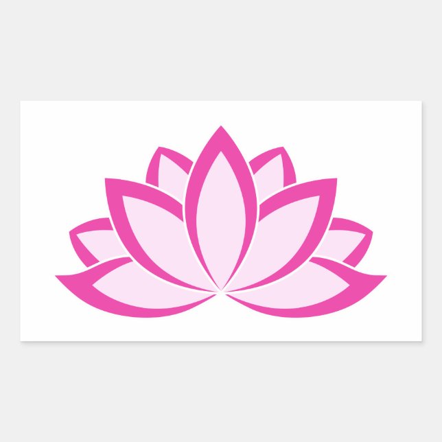 Sticker Rectangulaire Symbole bouddhiste rose d'origine Fleur Lotus (Devant)