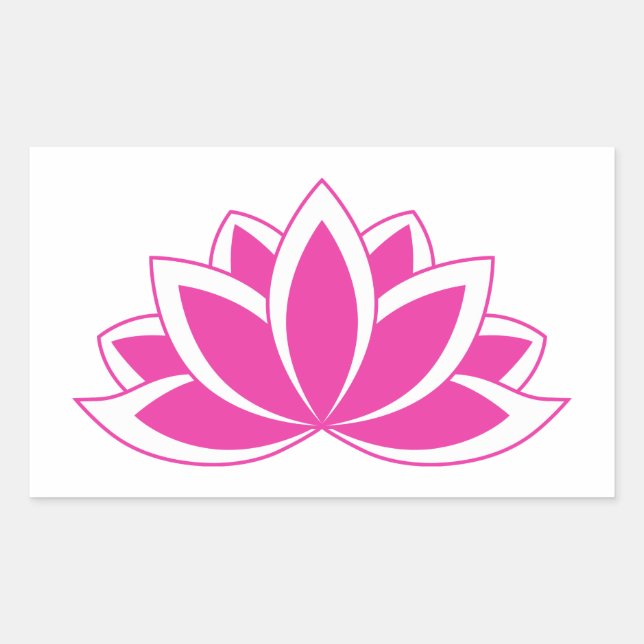 Sticker Rectangulaire Symbole bouddhiste rose d'origine Fleur Lotus (Devant)