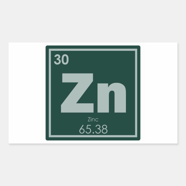Sticker Rectangulaire Symbole chimique de l'élément de zinc chimie formu (Devant)